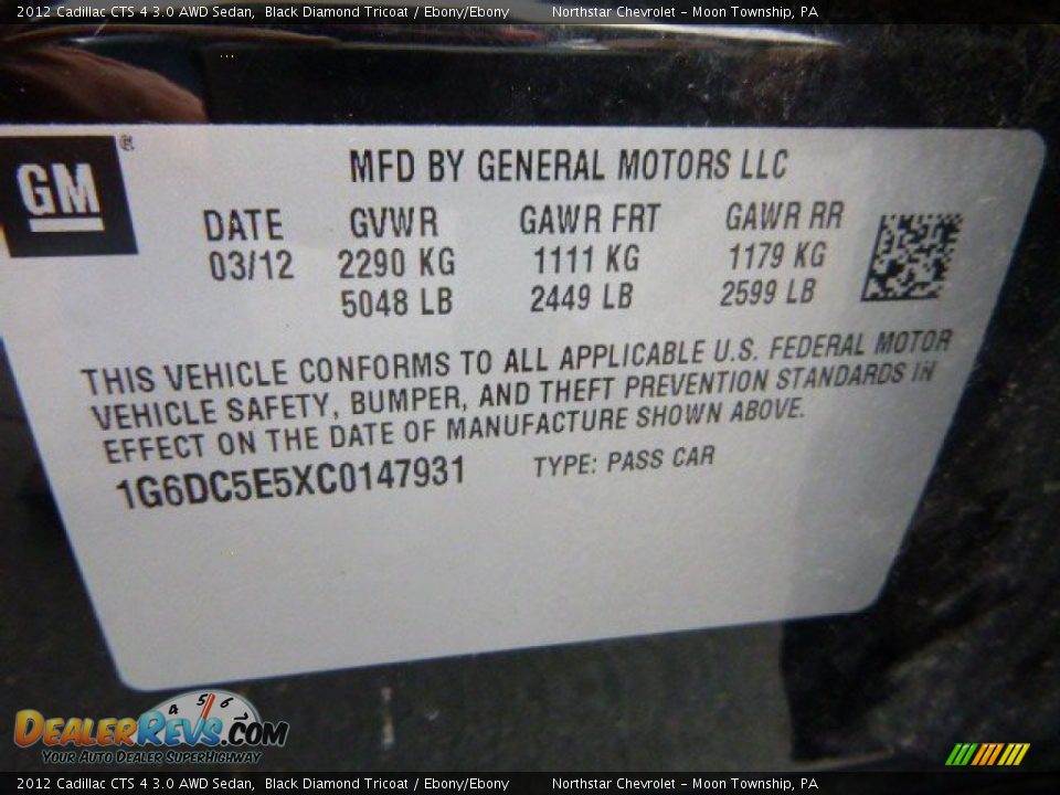 2012 Cadillac CTS 4 3.0 AWD Sedan Black Diamond Tricoat / Ebony/Ebony Photo #19