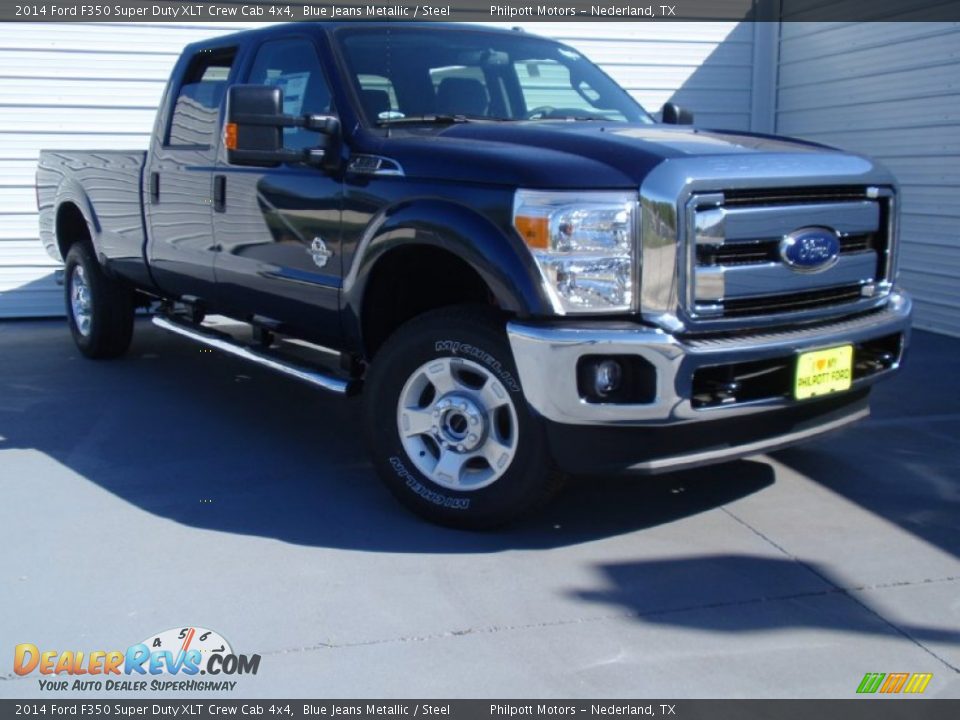 2014 Ford F350 Super Duty XLT Crew Cab 4x4 Blue Jeans Metallic / Steel Photo #2