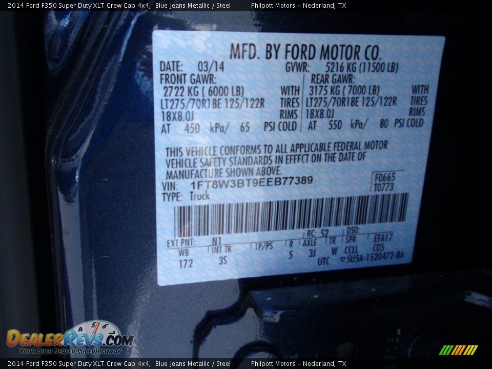 2014 Ford F350 Super Duty XLT Crew Cab 4x4 Blue Jeans Metallic / Steel Photo #35