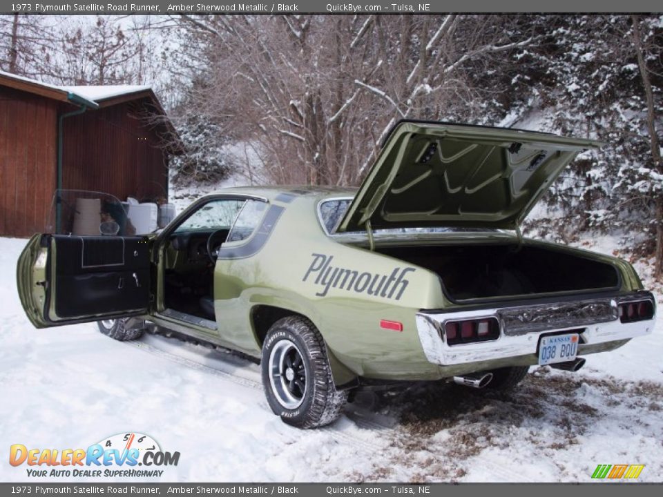 1973 Plymouth Satellite Road Runner Amber Sherwood Metallic / Black Photo #27