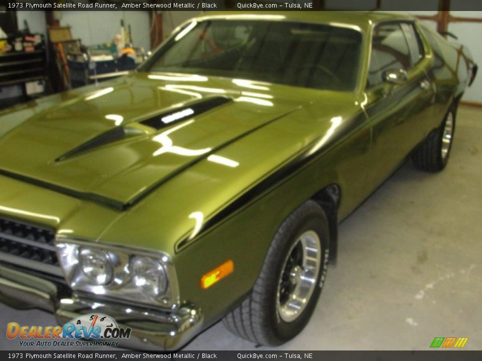 1973 Plymouth Satellite Road Runner Amber Sherwood Metallic / Black Photo #36