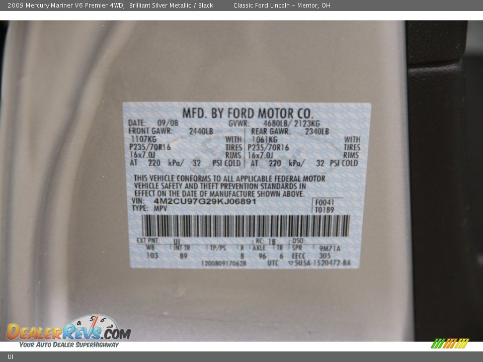 Mercury Color Code UI Brilliant Silver Metallic