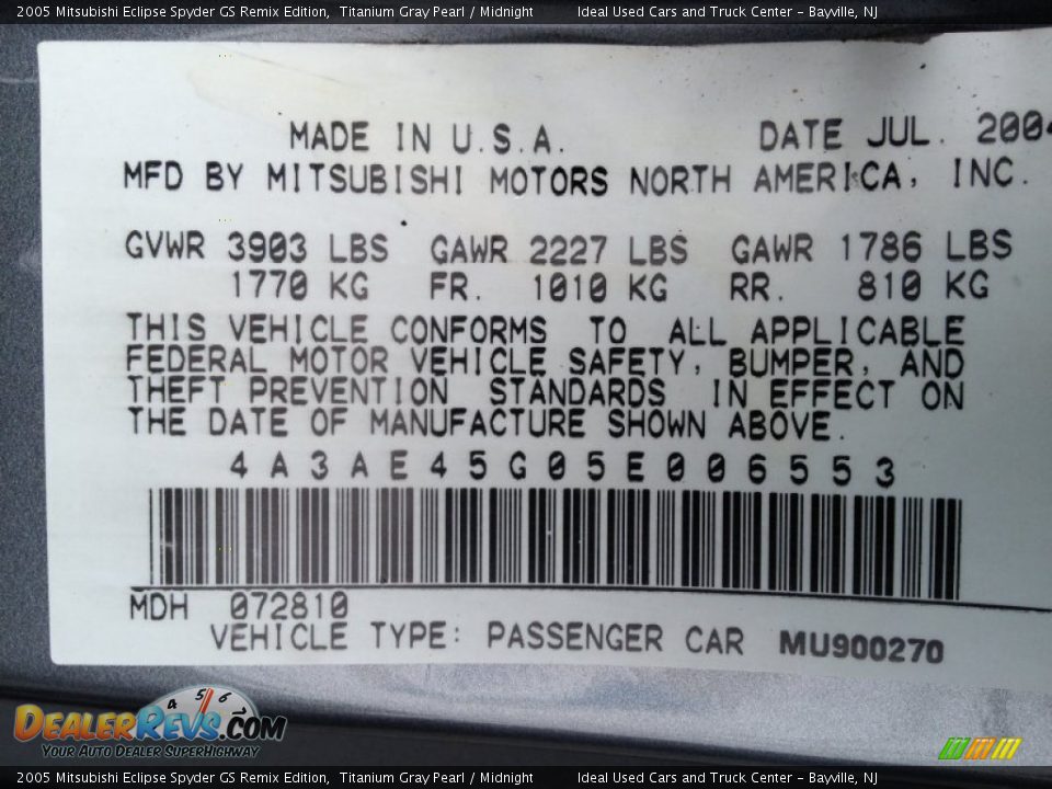 2005 Mitsubishi Eclipse Spyder GS Remix Edition Titanium Gray Pearl / Midnight Photo #23