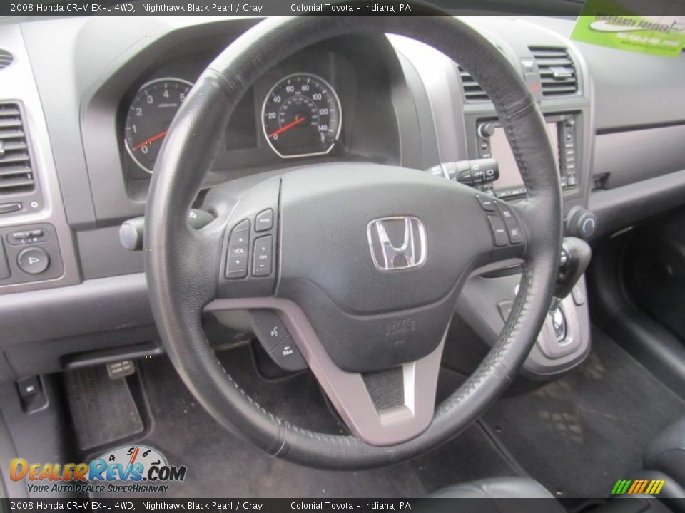 2008 Honda CR-V EX-L 4WD Nighthawk Black Pearl / Gray Photo #15