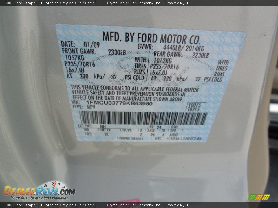 2009 Ford Escape XLT Sterling Grey Metallic / Camel Photo #24