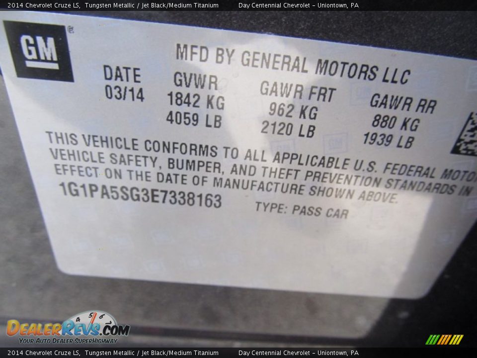 2014 Chevrolet Cruze LS Tungsten Metallic / Jet Black/Medium Titanium Photo #19