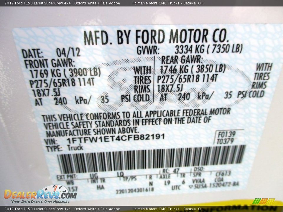 2012 Ford F150 Lariat SuperCrew 4x4 Oxford White / Pale Adobe Photo #7