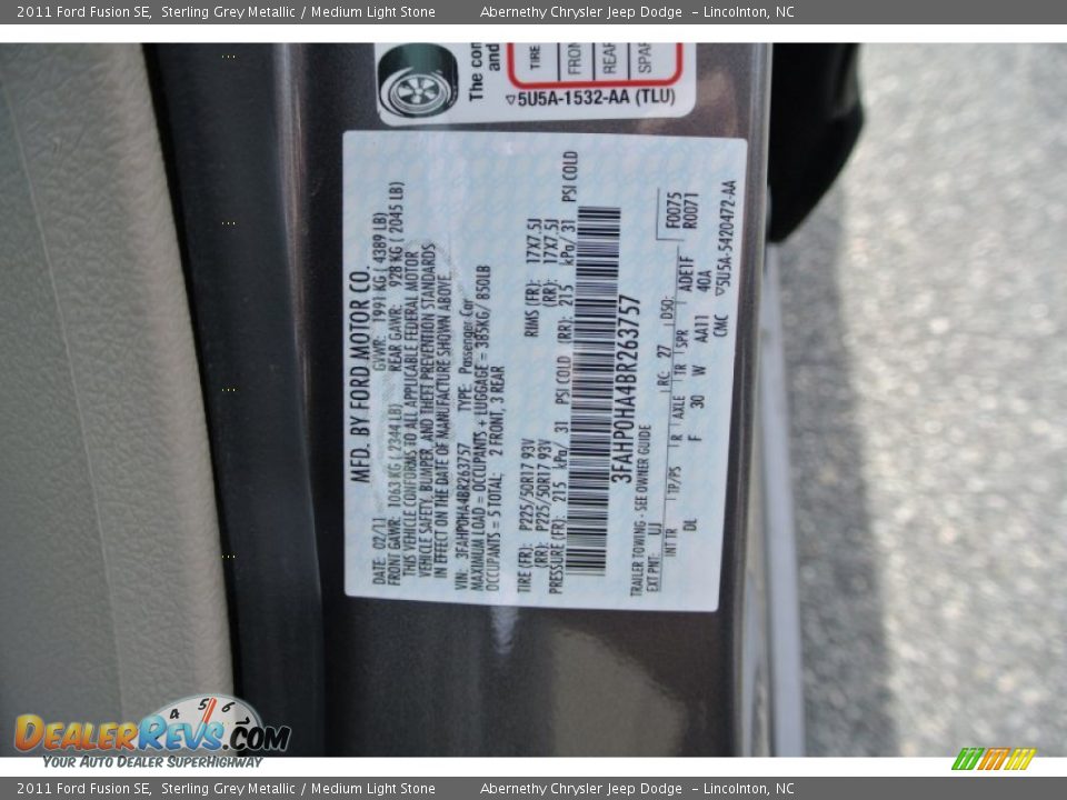2011 Ford Fusion SE Sterling Grey Metallic / Medium Light Stone Photo #7
