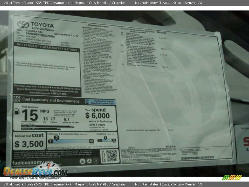 2014 Toyota Tundra SR5 TRD Crewmax 4x4 Magnetic Gray Metallic / Graphite Photo #10