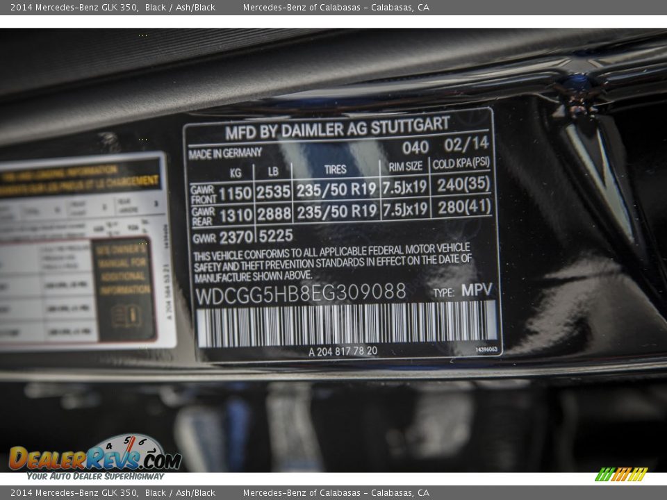 2014 Mercedes-Benz GLK 350 Black / Ash/Black Photo #7