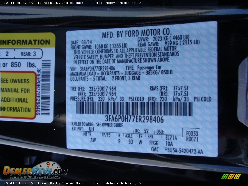 2014 Ford Fusion SE Tuxedo Black / Charcoal Black Photo #33