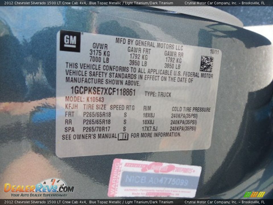 2012 Chevrolet Silverado 1500 LT Crew Cab 4x4 Blue Topaz Metallic / Light Titanium/Dark Titanium Photo #24