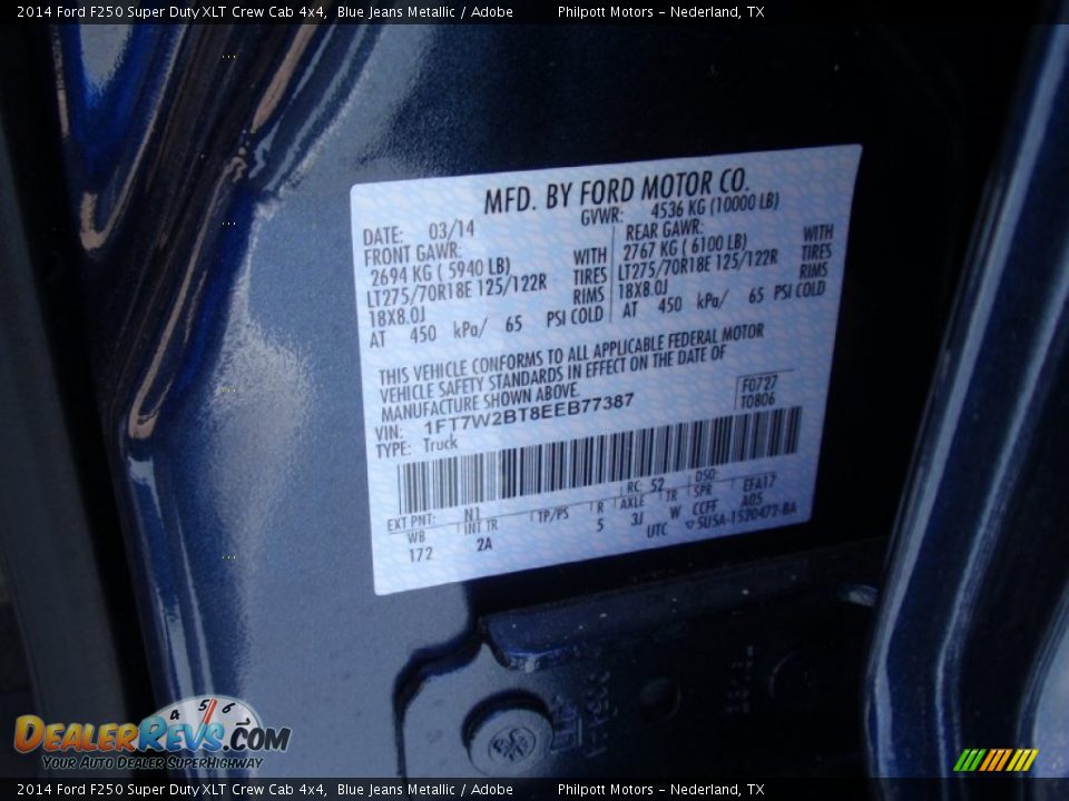 2014 Ford F250 Super Duty XLT Crew Cab 4x4 Blue Jeans Metallic / Adobe Photo #35