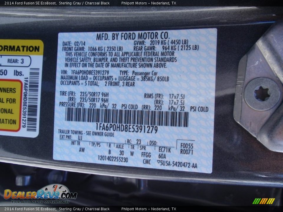 2014 Ford Fusion SE EcoBoost Sterling Gray / Charcoal Black Photo #34