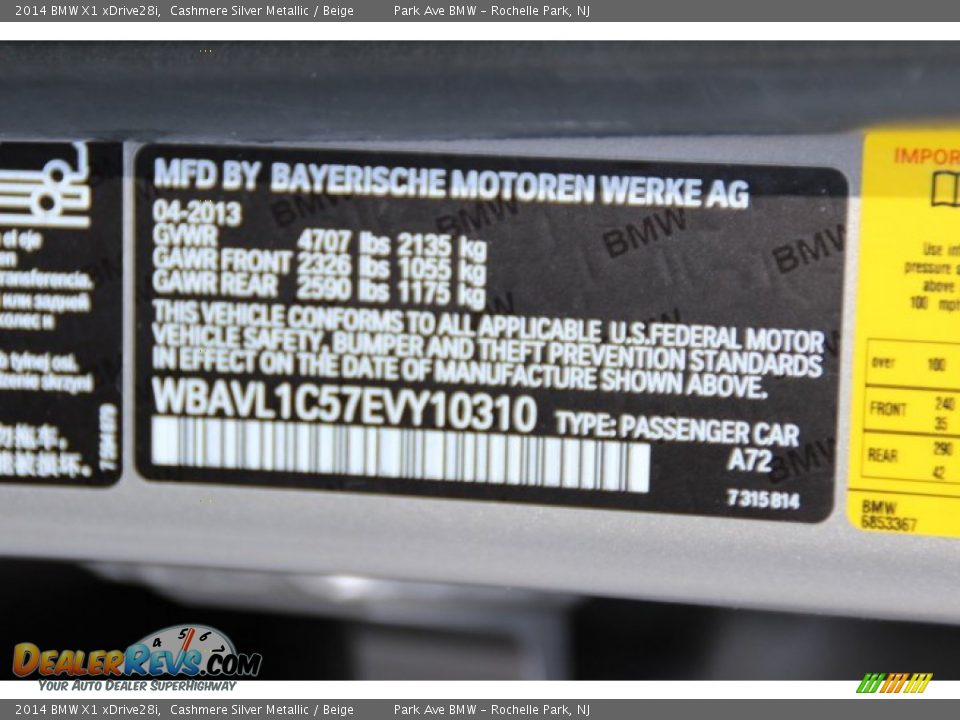 2014 BMW X1 xDrive28i Cashmere Silver Metallic / Beige Photo #32