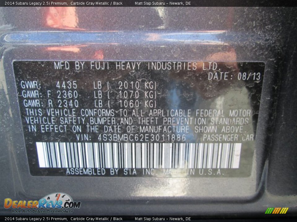 2014 Subaru Legacy 2.5i Premium Carbide Gray Metallic / Black Photo #28