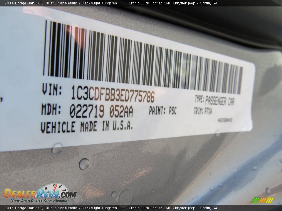 2014 Dodge Dart SXT Billet Silver Metallic / Black/Light Tungsten Photo #16