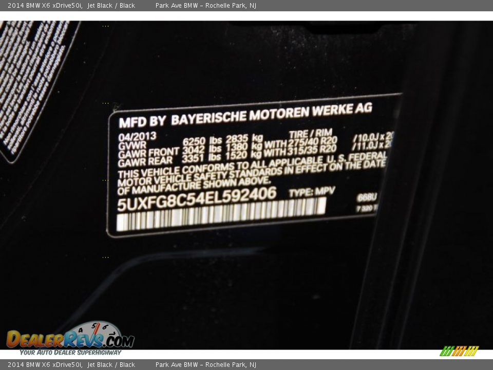 2014 BMW X6 xDrive50i Jet Black / Black Photo #33