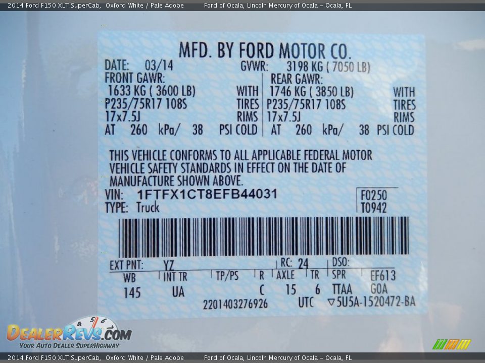 2014 Ford F150 XLT SuperCab Oxford White / Pale Adobe Photo #12