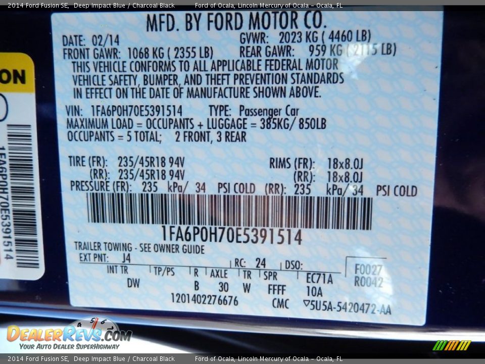 2014 Ford Fusion SE Deep Impact Blue / Charcoal Black Photo #13
