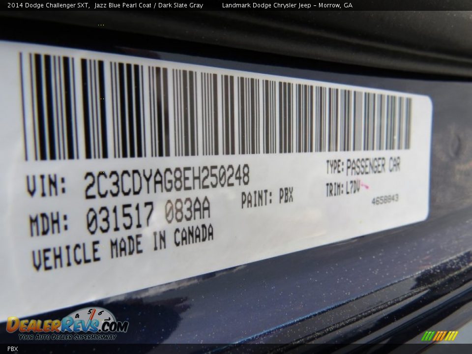 Dodge Color Code PBX Jazz Blue Pearl Coat