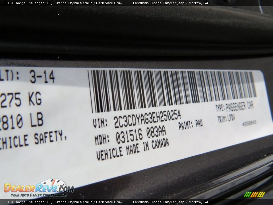 2014 Dodge Challenger SXT Granite Crystal Metallic / Dark Slate Gray Photo #9