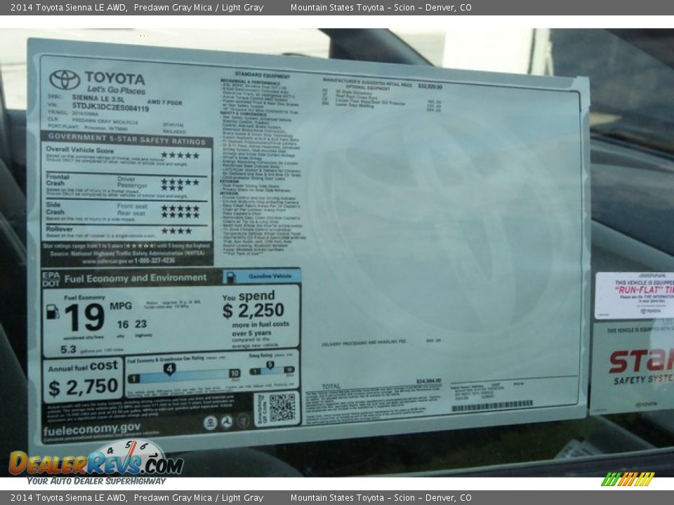 2014 Toyota Sienna LE AWD Predawn Gray Mica / Light Gray Photo #11