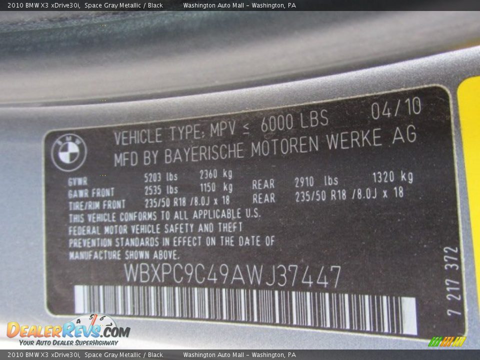 2010 BMW X3 xDrive30i Space Gray Metallic / Black Photo #19