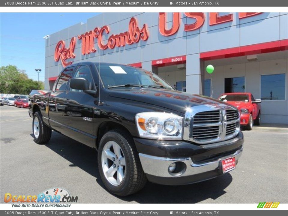 2008 Dodge Ram 1500 SLT Quad Cab Brilliant Black Crystal Pearl / Medium Slate Gray Photo #1
