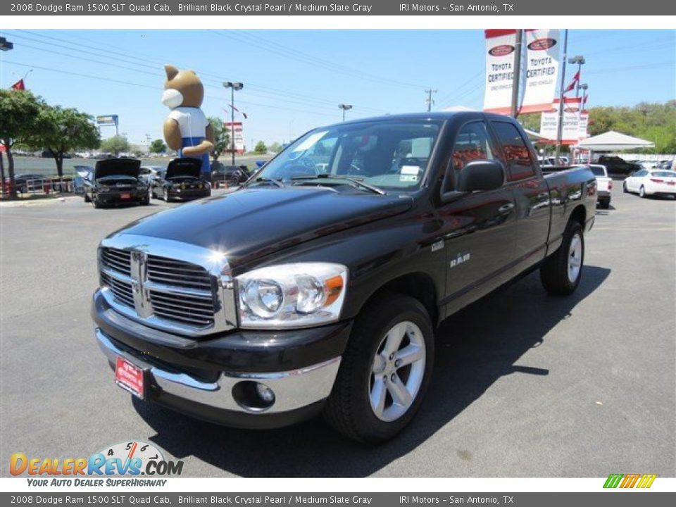 2008 Dodge Ram 1500 SLT Quad Cab Brilliant Black Crystal Pearl / Medium Slate Gray Photo #3
