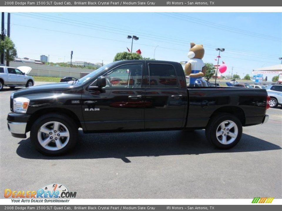 2008 Dodge Ram 1500 SLT Quad Cab Brilliant Black Crystal Pearl / Medium Slate Gray Photo #4