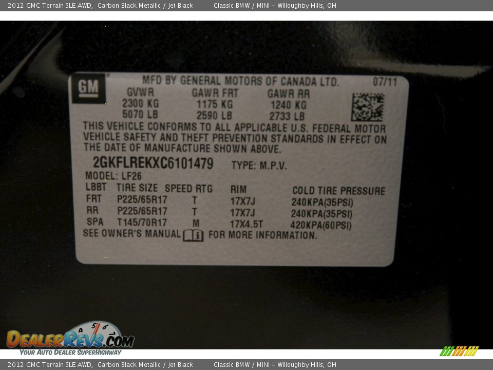 2012 GMC Terrain SLE AWD Carbon Black Metallic / Jet Black Photo #22
