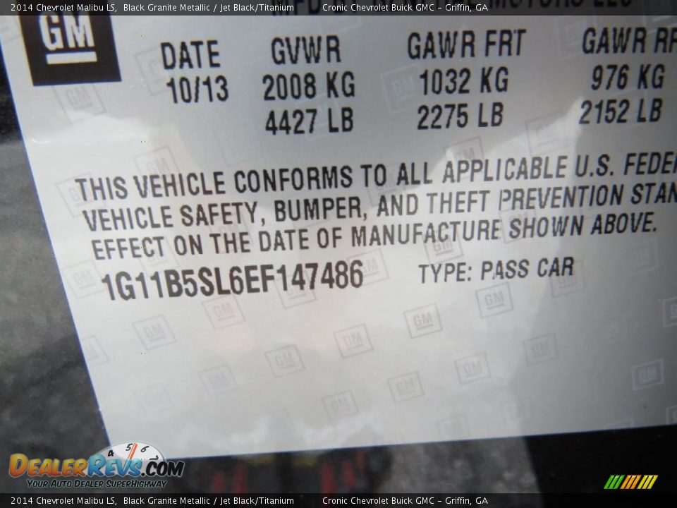 2014 Chevrolet Malibu LS Black Granite Metallic / Jet Black/Titanium Photo #17