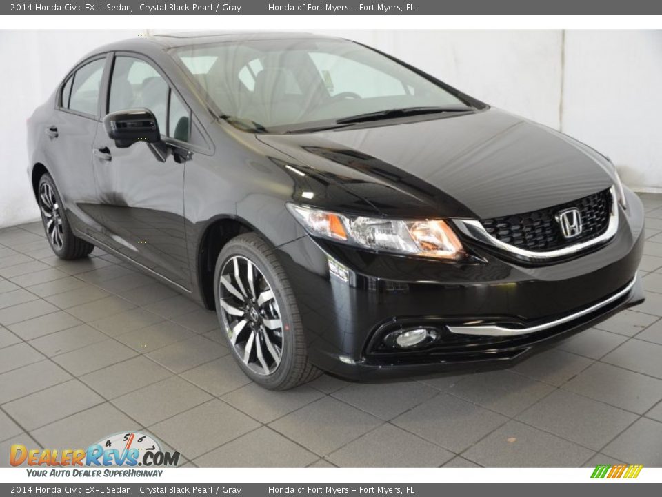 2014 Honda Civic EX-L Sedan Crystal Black Pearl / Gray Photo #1