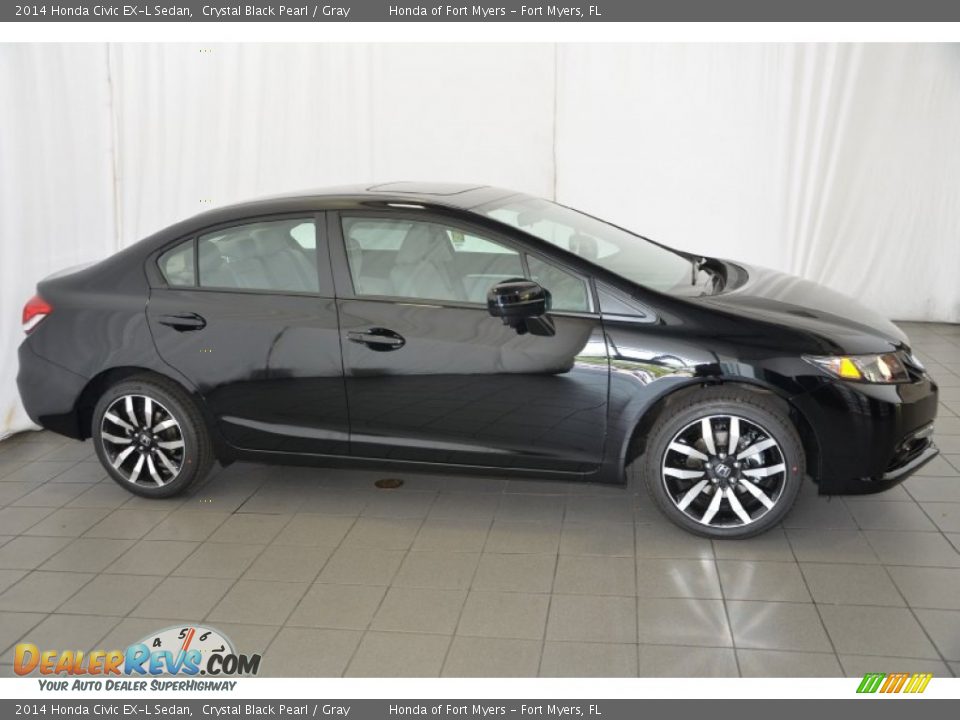 2014 Honda Civic EX-L Sedan Crystal Black Pearl / Gray Photo #4