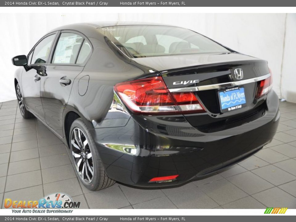 2014 Honda Civic EX-L Sedan Crystal Black Pearl / Gray Photo #5