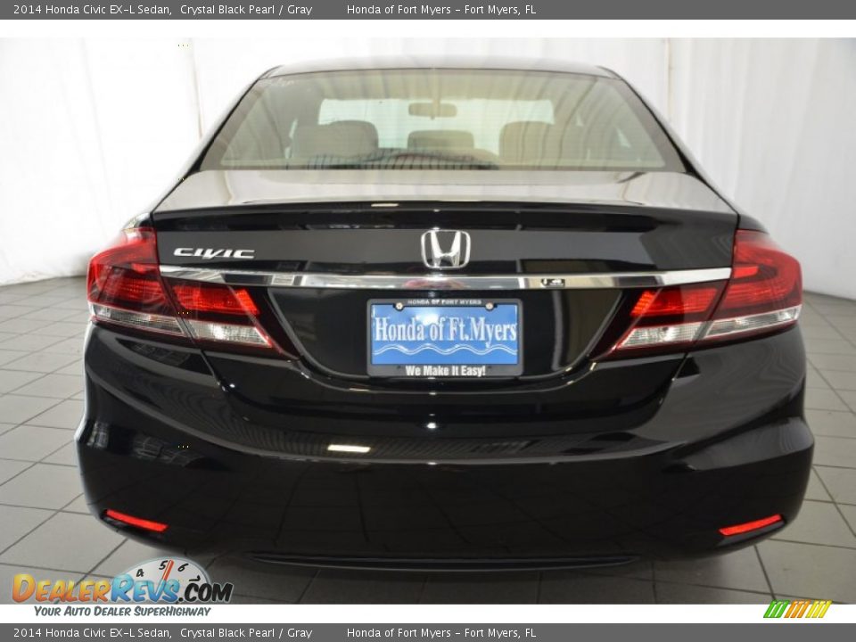 2014 Honda Civic EX-L Sedan Crystal Black Pearl / Gray Photo #6