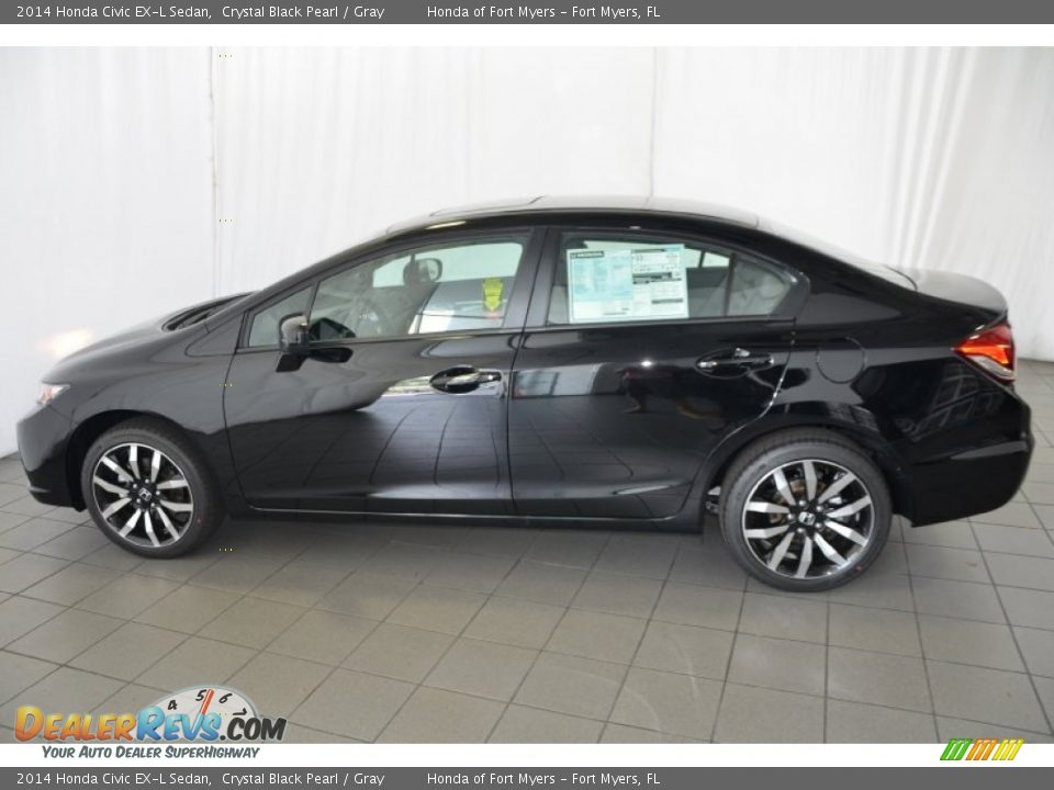 2014 Honda Civic EX-L Sedan Crystal Black Pearl / Gray Photo #7