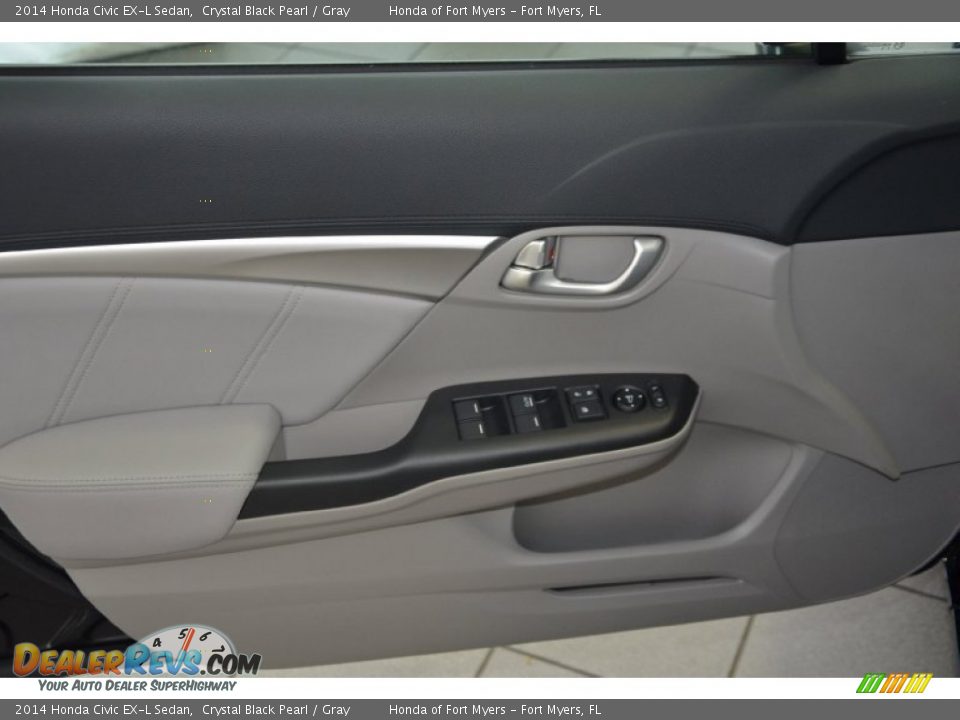 2014 Honda Civic EX-L Sedan Crystal Black Pearl / Gray Photo #8