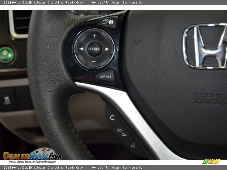 2014 Honda Civic EX-L Sedan Crystal Black Pearl / Gray Photo #18