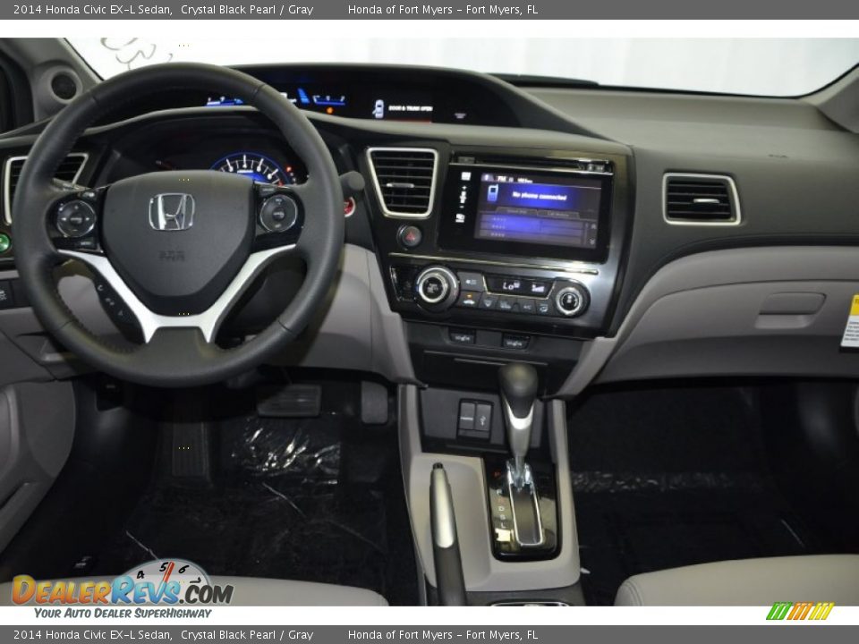 2014 Honda Civic EX-L Sedan Crystal Black Pearl / Gray Photo #23