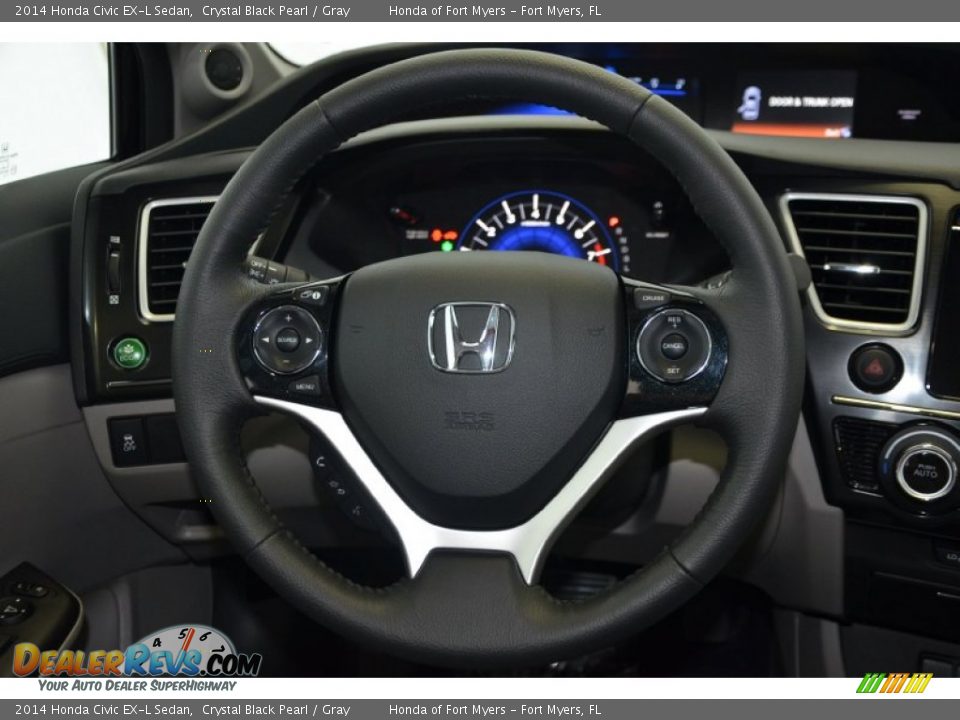 2014 Honda Civic EX-L Sedan Crystal Black Pearl / Gray Photo #24