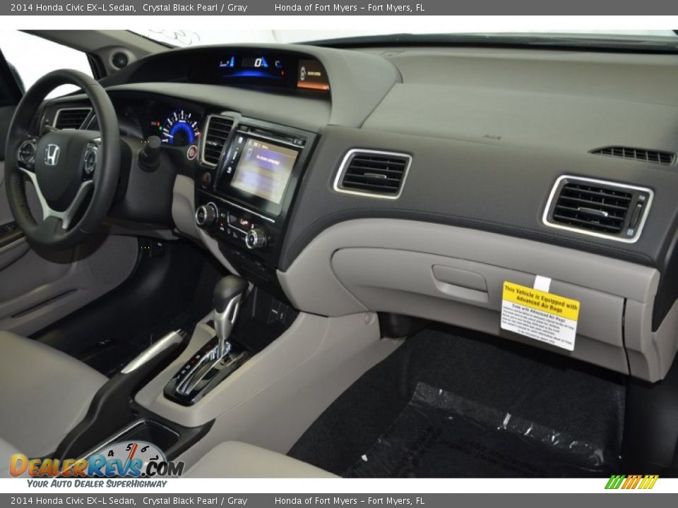 2014 Honda Civic EX-L Sedan Crystal Black Pearl / Gray Photo #28