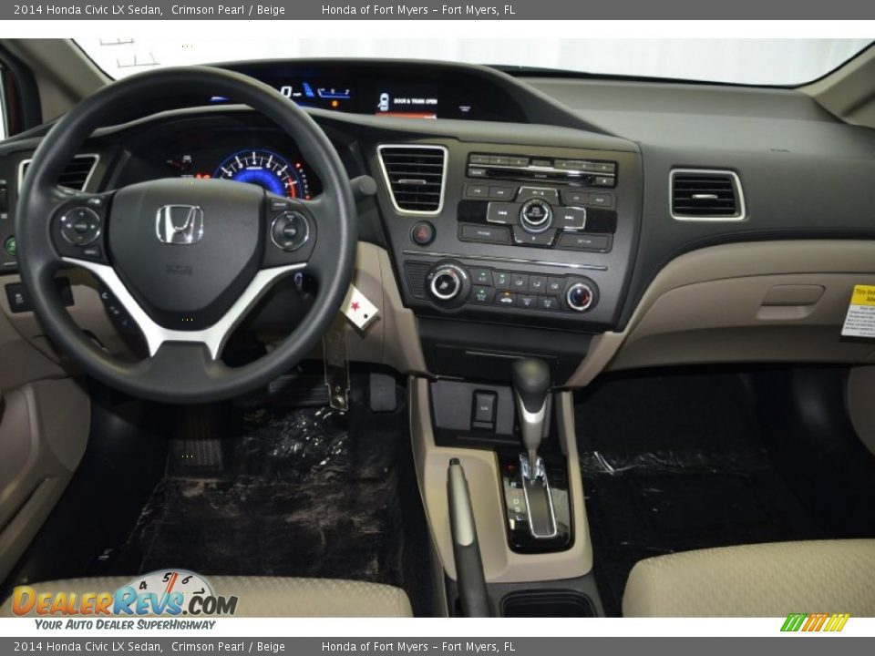 2014 Honda Civic LX Sedan Crimson Pearl / Beige Photo #19