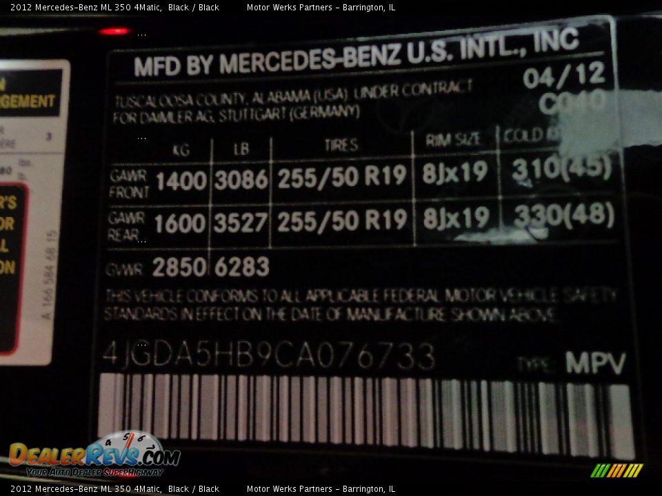 2012 Mercedes-Benz ML 350 4Matic Black / Black Photo #22