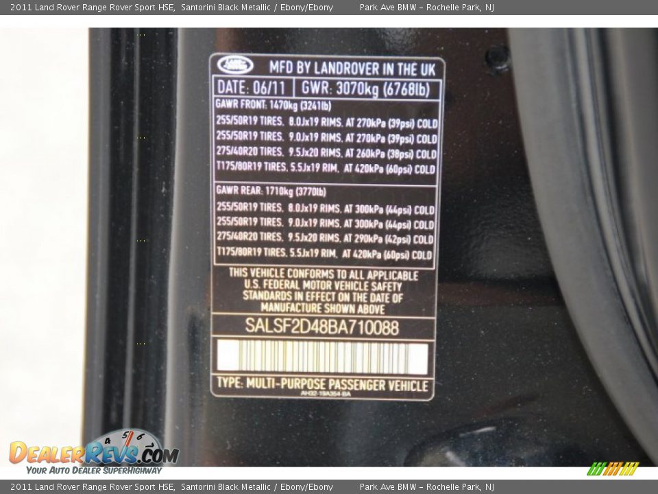 2011 Land Rover Range Rover Sport HSE Santorini Black Metallic / Ebony/Ebony Photo #35