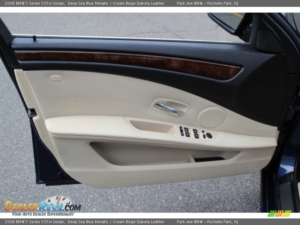 2008 BMW 5 Series 535xi Sedan Deep Sea Blue Metallic / Cream Beige Dakota Leather Photo #9