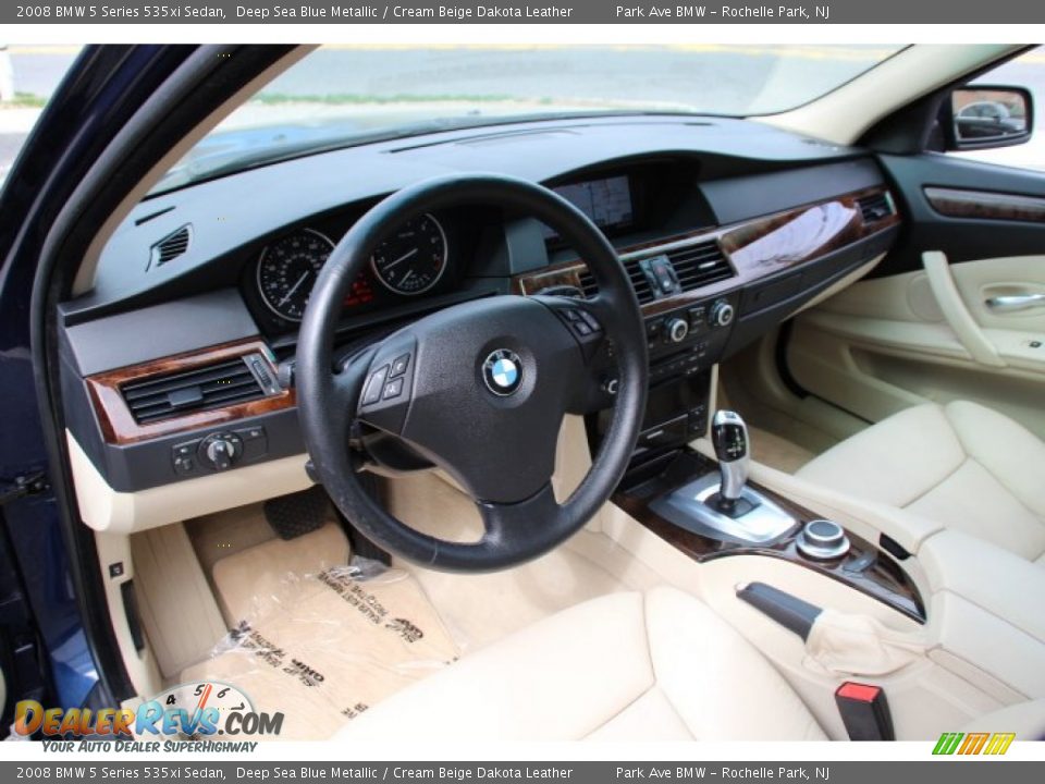 2008 BMW 5 Series 535xi Sedan Deep Sea Blue Metallic / Cream Beige Dakota Leather Photo #10