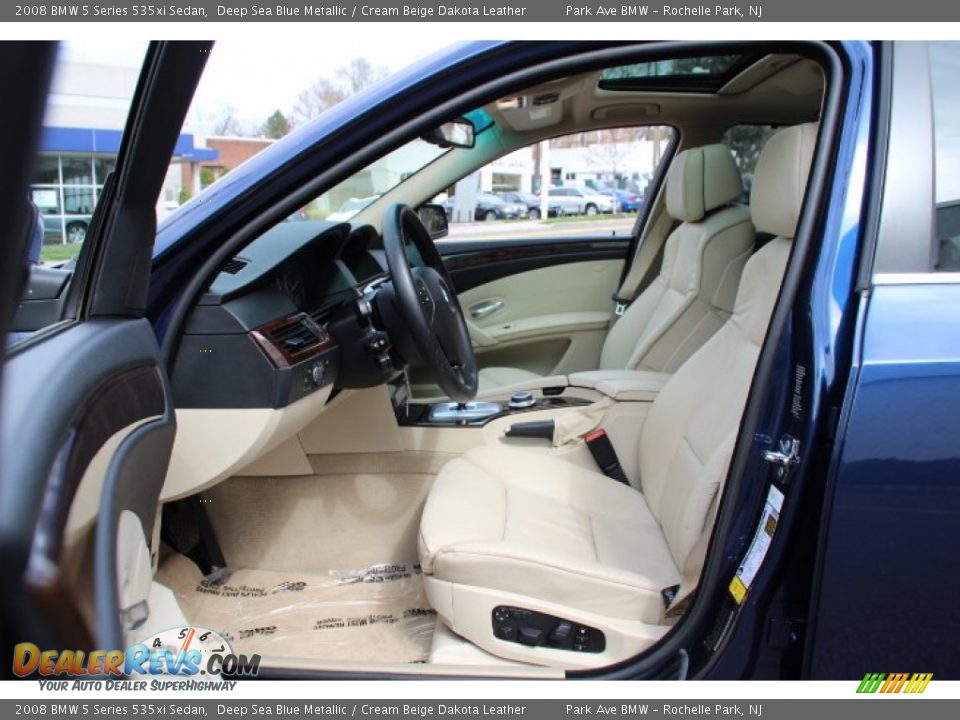 2008 BMW 5 Series 535xi Sedan Deep Sea Blue Metallic / Cream Beige Dakota Leather Photo #11