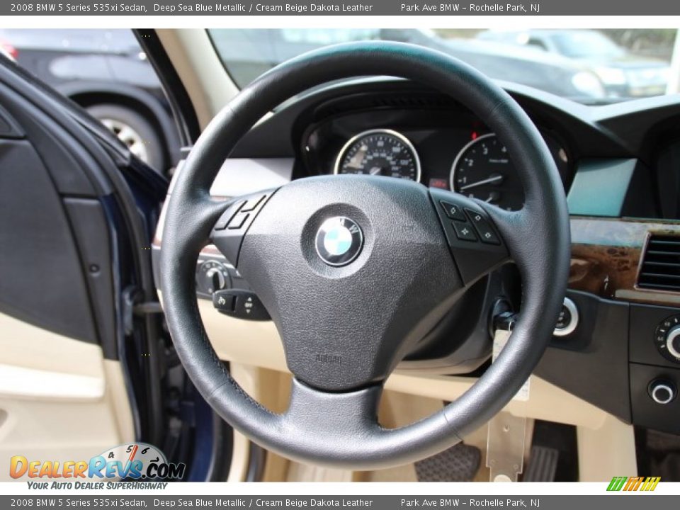 2008 BMW 5 Series 535xi Sedan Deep Sea Blue Metallic / Cream Beige Dakota Leather Photo #16